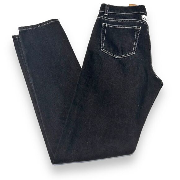 GANNI Sheldon Black Slit Hem Straight Leg Jeans Cotton Size 28 x32 Classic Denim - Picture 3 of 12